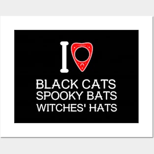 I Love Black Cat Spooky Bats Witches' Hats Posters and Art